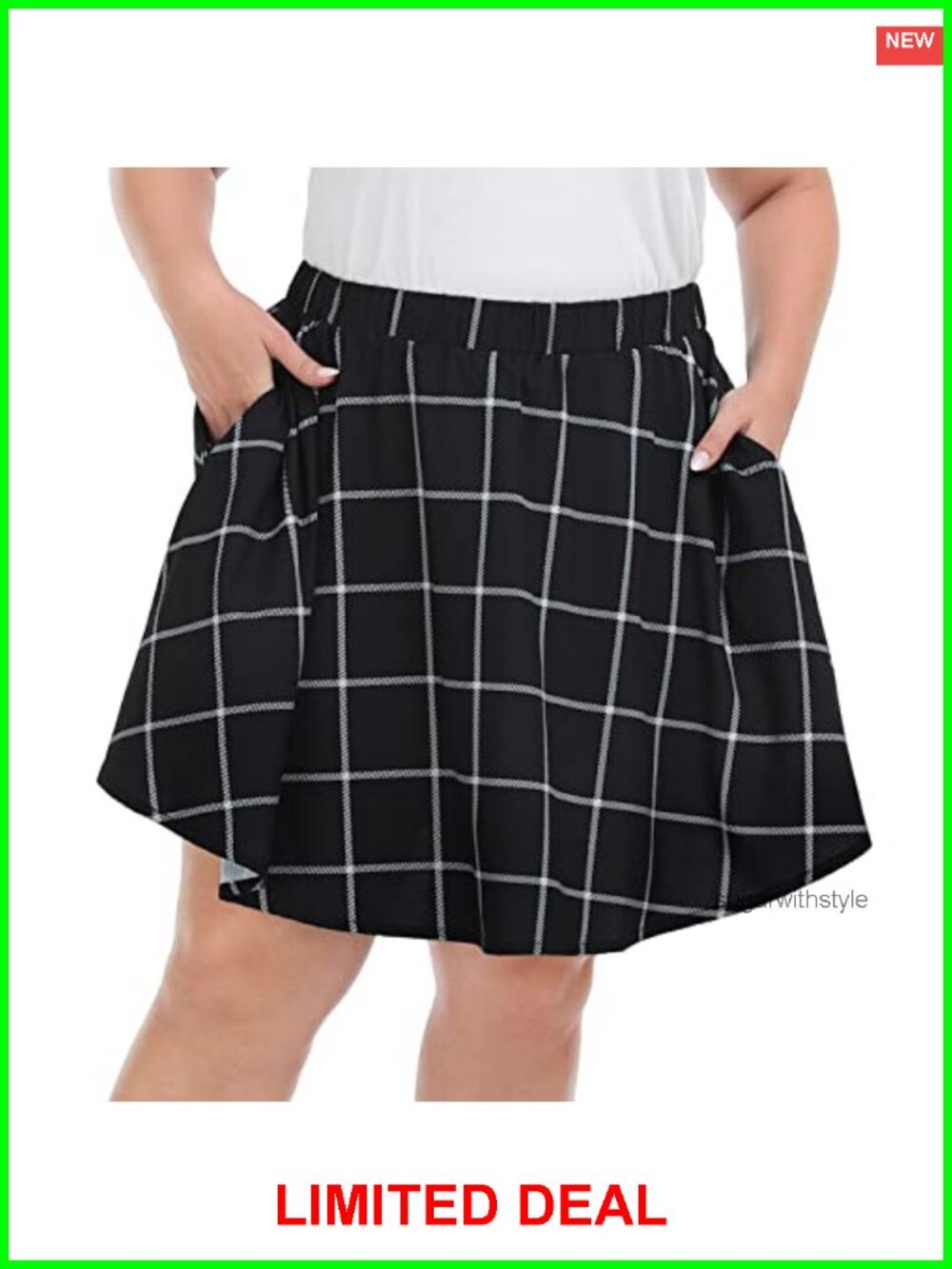 Womens Plus Size Pleated Skater Mini Skirt Elastic Waist Circle Skirt